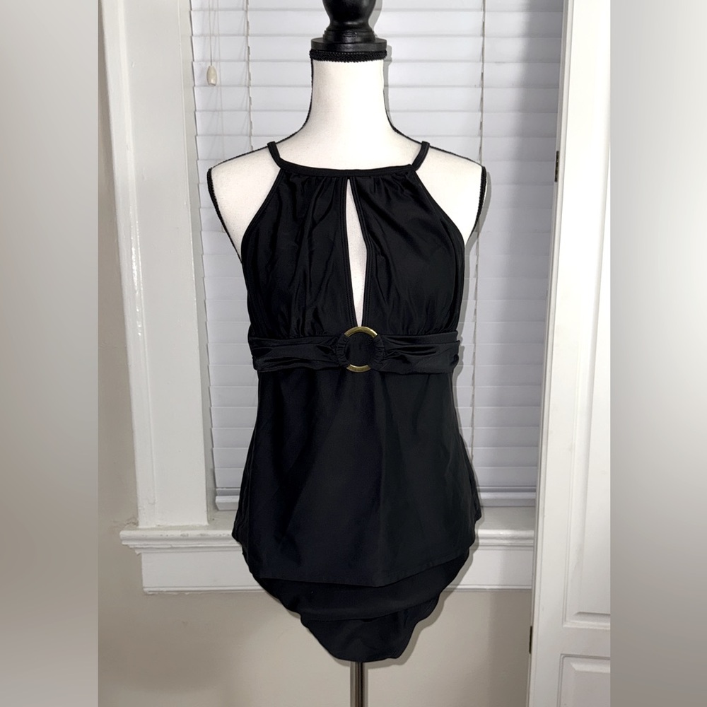 Ellen Tracy Black Swim Suit Top & Bottom